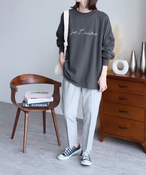 reca（レカ）の「筆記体プリントプルオーバー（スウェット・レディース・グレイッシュベージュ/ミント/キナリ/チャコール/モカ・FREE）」の20枚目の写真