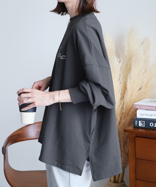 reca（レカ）の「筆記体プリントプルオーバー（スウェット・レディース・グレイッシュベージュ/ミント/キナリ/チャコール/モカ・FREE）」の18枚目の写真