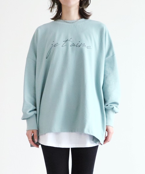 reca（レカ）の「筆記体プリントプルオーバー（スウェット・レディース・グレイッシュベージュ/ミント/キナリ/チャコール/モカ・FREE）」の6枚目の写真