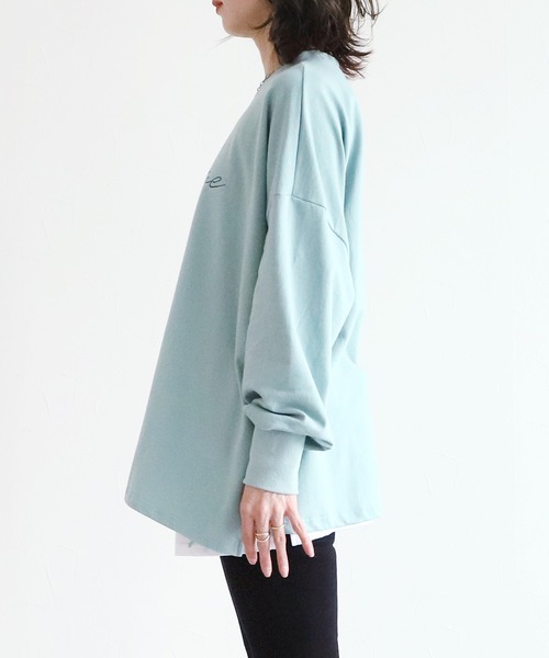 reca（レカ）の「筆記体プリントプルオーバー（スウェット・レディース・グレイッシュベージュ/ミント/キナリ/チャコール/モカ・FREE）」の7枚目の写真