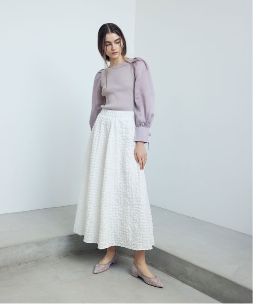 RANDA（ランダ）の「ボリュームスリーブドッキングニット（ニット/セーター・レディース・クリーム/ピンク/ブラック・FREE）」の5枚目の写真