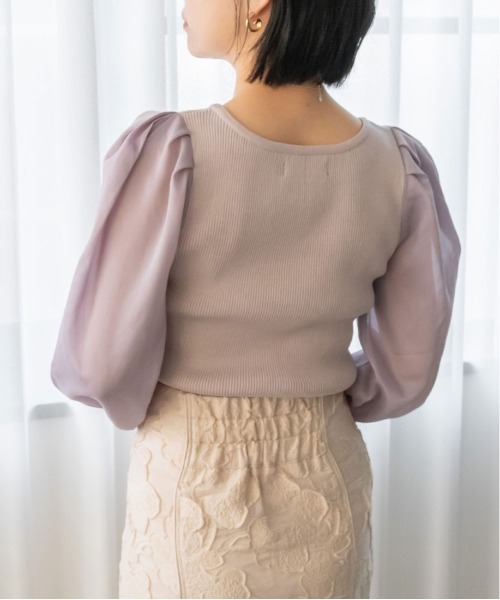 RANDA（ランダ）の「ボリュームスリーブドッキングニット（ニット/セーター・レディース・クリーム/ピンク/ブラック・FREE）」の7枚目の写真