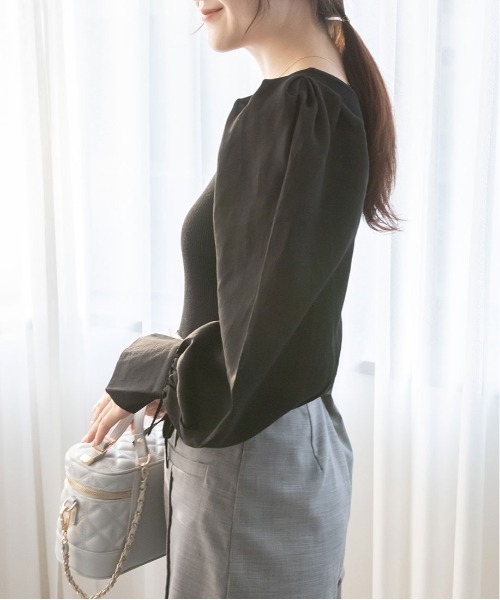 RANDA（ランダ）の「ボリュームスリーブドッキングニット（ニット/セーター・レディース・クリーム/ピンク/ブラック・FREE）」の10枚目の写真