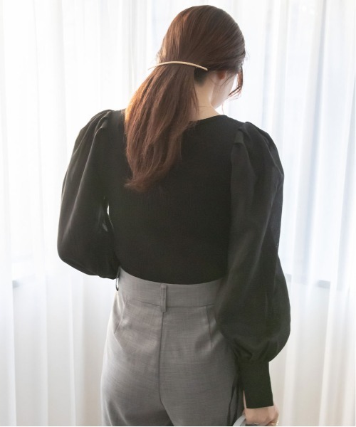 RANDA（ランダ）の「ボリュームスリーブドッキングニット（ニット/セーター・レディース・クリーム/ピンク/ブラック・FREE）」の11枚目の写真