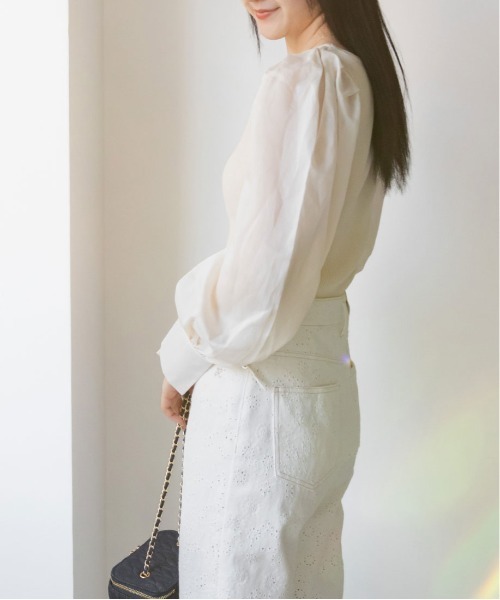 RANDA（ランダ）の「ボリュームスリーブドッキングニット（ニット/セーター・レディース・クリーム/ピンク/ブラック・FREE）」の14枚目の写真