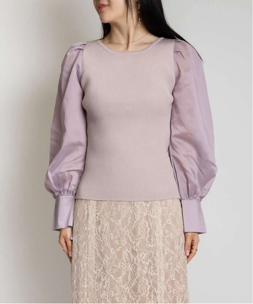 RANDA（ランダ）の「ボリュームスリーブドッキングニット（ニット/セーター・レディース・クリーム/ピンク/ブラック・FREE）」の16枚目の写真