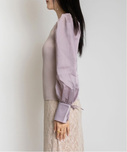 RANDA（ランダ）の「ボリュームスリーブドッキングニット（ニット/セーター・レディース・クリーム/ピンク/ブラック・FREE）」の17枚目の写真