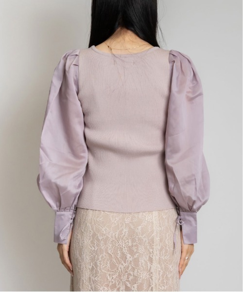 RANDA（ランダ）の「ボリュームスリーブドッキングニット（ニット/セーター・レディース・クリーム/ピンク/ブラック・FREE）」の18枚目の写真