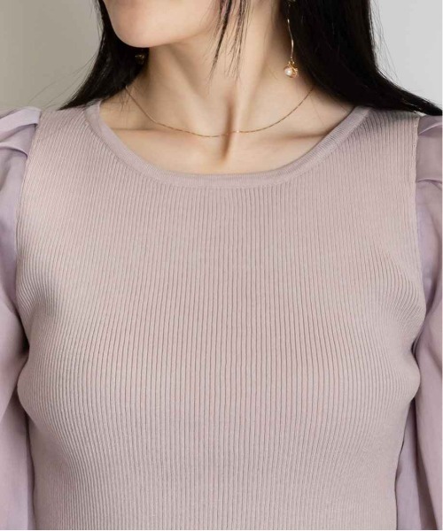 RANDA（ランダ）の「ボリュームスリーブドッキングニット（ニット/セーター・レディース・クリーム/ピンク/ブラック・FREE）」の19枚目の写真