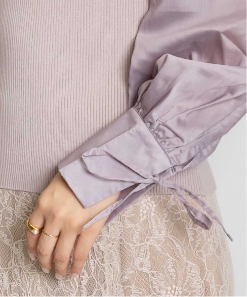 RANDA（ランダ）の「ボリュームスリーブドッキングニット（ニット/セーター・レディース・クリーム/ピンク/ブラック・FREE）」の20枚目の写真