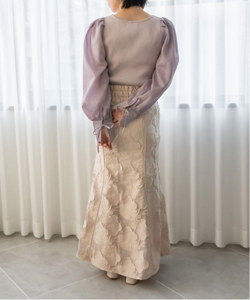 RANDA（ランダ）の「ボリュームスリーブドッキングニット（ニット/セーター・レディース・クリーム/ピンク/ブラック・FREE）」の9枚目の写真