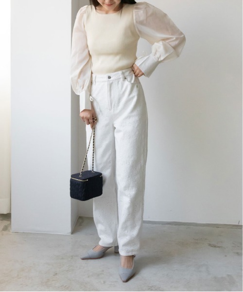 RANDA（ランダ）の「ボリュームスリーブドッキングニット（ニット/セーター・レディース・クリーム/ピンク/ブラック・FREE）」の15枚目の写真