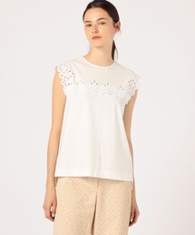 【極美品】BALLSEY カットワークレースジャージー パフスリーブプルオーバー クーポン】【セール 30%OFF】カットワークレースジャージー