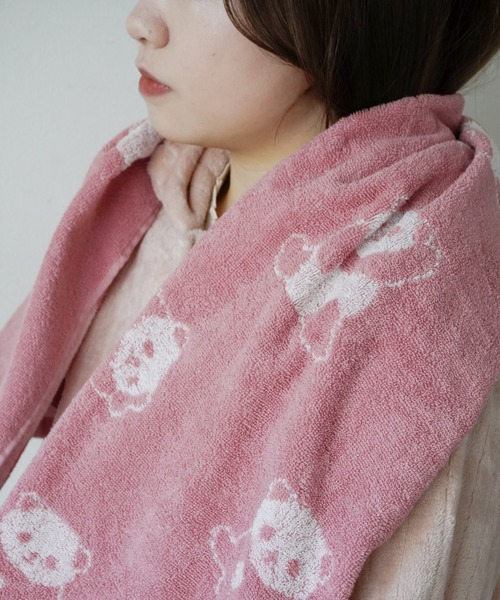 Port（ポート）の「【 Port / ポート 】 パンダ デザイン ジャガード バスタオル（タオル・レディース・ピンク/ブラック/ホワイト/ベージュ・FREE）」の7枚目の写真