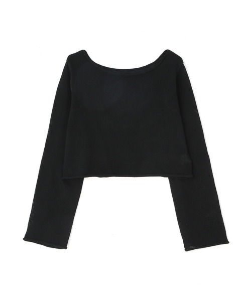 FREE'S MART（フリーズマート）の「リネン混ボートネックショート丈ニット（ニット/セーター・レディース・ホワイト/ブラック/ライトグリーン・FREE）」の3枚目の写真