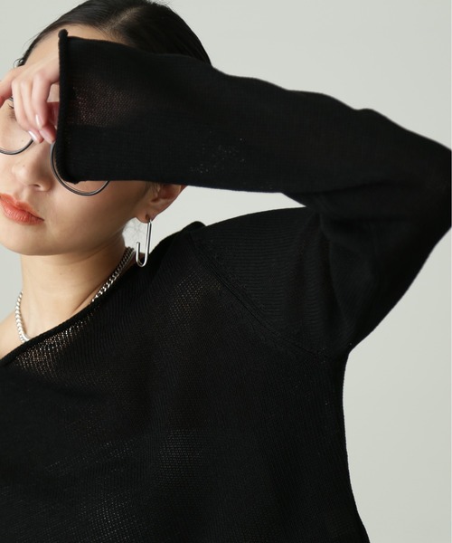 FREE'S MART（フリーズマート）の「リネン混ボートネックショート丈ニット（ニット/セーター・レディース・ホワイト/ブラック/ライトグリーン・FREE）」の10枚目の写真