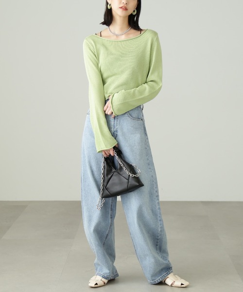 FREE'S MART（フリーズマート）の「リネン混ボートネックショート丈ニット（ニット/セーター・レディース・ホワイト/ブラック/ライトグリーン・FREE）」の20枚目の写真