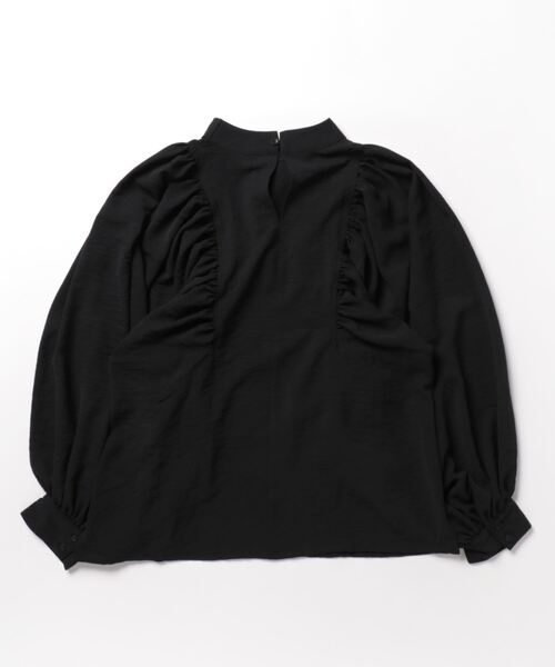 e-zakkamania stores（イーザッカマニアストアーズ）の「リボン ギャザースリーブ ブラウス（シャツ/ブラウス・レディース・ネイビー×ホワイト/ブラック/ライトベージュ・M）」の21枚目の写真