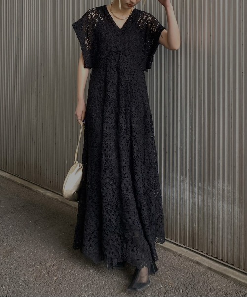 ワンピース AmeriMEDI 2WAY FLARE CHEMICAL LACE DRESS Ameri（アメリ）の「MEDI 2WAY FLARE CHEMICAL LACE DRESS