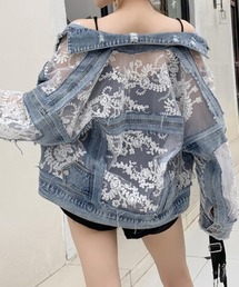 deux amour | レース刺繍切り替えGジャン(デニムジャケット)