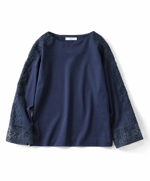 IEDIT(イディット)の「IEDIT 一枚で着映えする レース遣いのきれいめカットソートップス(Tシャツ/カットソー・レディース・ブラック/ネイビー/杢グレー・MEDIUM/LARGE/X-LARGE/XX-LARGE/SMALL/XXX-LARGE)」の3枚目の写真