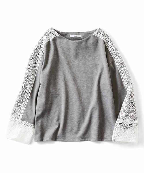 IEDIT(イディット)の「IEDIT 一枚で着映えする レース遣いのきれいめカットソートップス(Tシャツ/カットソー・レディース・ブラック/ネイビー/杢グレー・MEDIUM/LARGE/X-LARGE/XX-LARGE/SMALL/XXX-LARGE)」の4枚目の写真