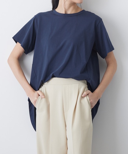 for/c(フォーシー)の「USAコットンクールバックフレアTシャツ【サスティナブル】(Tシャツ/カットソー・レディース・ライトグリーン/ネイビー/ホワイト・M/L/LL)」の3枚目の写真
