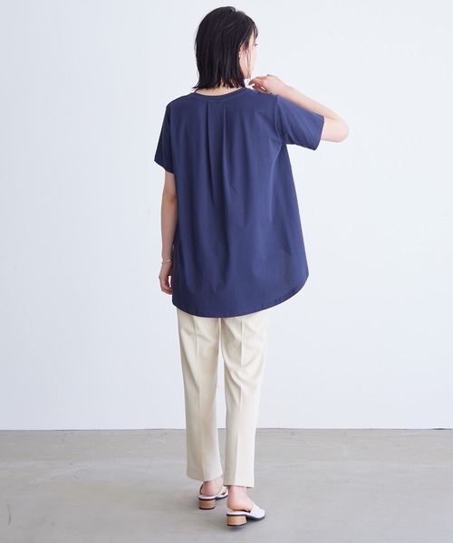 for/c(フォーシー)の「USAコットンクールバックフレアTシャツ【サスティナブル】(Tシャツ/カットソー・レディース・ライトグリーン/ネイビー/ホワイト・M/L/LL)」の9枚目の写真