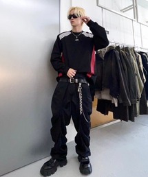 as\"on PONY STRIPE KNIT black 韓国 WTAPS(ダブルタップス) 22AW/ARMT SWEATERクロスボーンニット222MADT