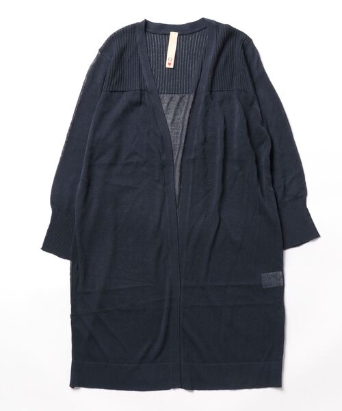 Q（キュー）の「UVサイドボタンロングカーデ（カーディガン/ボレロ・レディース・オレンジ/ネイビー/ライトグレー・MEDIUM）」の4枚目の写真