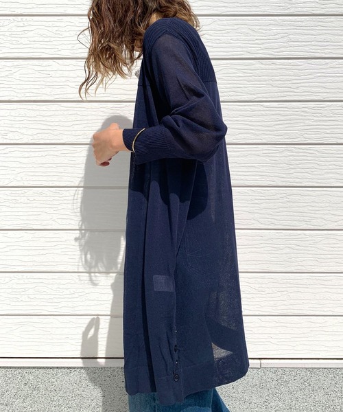 Q（キュー）の「UVサイドボタンロングカーデ（カーディガン/ボレロ・レディース・オレンジ/ネイビー/ライトグレー・MEDIUM）」の9枚目の写真