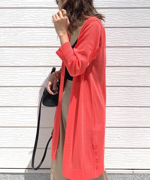 Q（キュー）の「UVサイドボタンロングカーデ（カーディガン/ボレロ・レディース・オレンジ/ネイビー/ライトグレー・MEDIUM）」の13枚目の写真