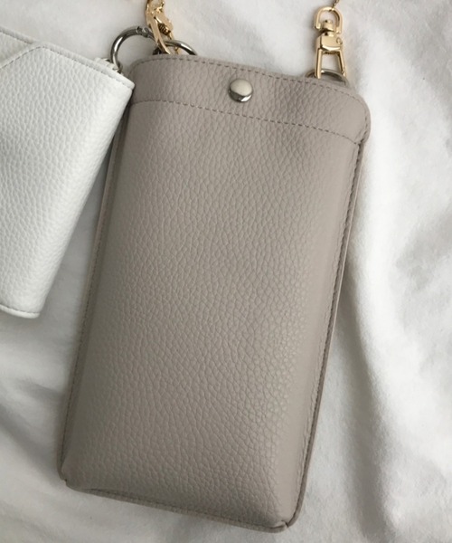 WEGO(ウィゴー)の「WEGO/PUスマホポーチ(スマホグッズ・レディース・ブルー系その他/ライトベージュ/ブラック・FREE)」の1枚目の写真