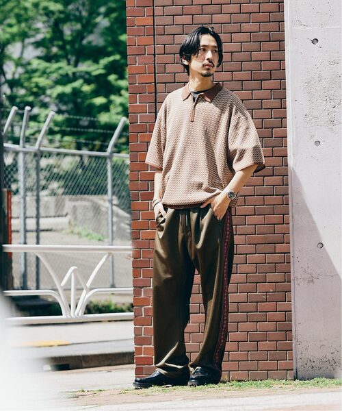 JOURNAL STANDARD（ジャーナルスタンダード）の「《追加》ヴィンテージパターン ジャカードハーフジップショートスリーブ（ポロシャツ・メンズ・ブラック/ベージュ/ネイビー・MEDIUM/LARGE）」の13枚目の写真