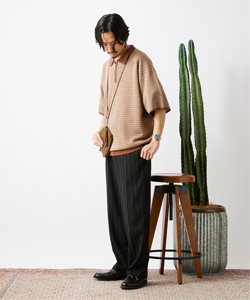 JOURNAL STANDARD（ジャーナルスタンダード）の「《追加》ヴィンテージパターン ジャカードハーフジップショートスリーブ（ポロシャツ・メンズ・ブラック/ベージュ/ネイビー・MEDIUM/LARGE）」の18枚目の写真