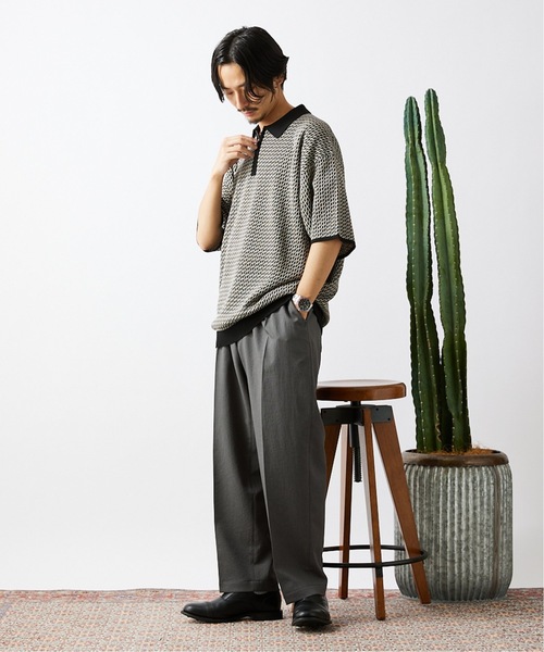 JOURNAL STANDARD（ジャーナルスタンダード）の「《追加》ヴィンテージパターン ジャカードハーフジップショートスリーブ（ポロシャツ・メンズ・ブラック/ベージュ/ネイビー・MEDIUM/LARGE）」の20枚目の写真