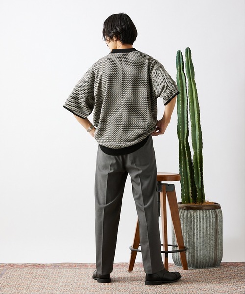 JOURNAL STANDARD（ジャーナルスタンダード）の「《追加》ヴィンテージパターン ジャカードハーフジップショートスリーブ（ポロシャツ・メンズ・ブラック/ベージュ/ネイビー・MEDIUM/LARGE）」の22枚目の写真