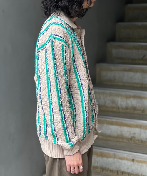 GARDEN TOKYO（ガーデントウキョウ）の「LUFON/ルフォン/LOW GAUGE KNIT STRIPE SHIRTS CARDIGAN（カーディガン/ボレロ・メンズ・チャコール/ベージュ・2/3）」の21枚目の写真