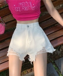 クラッシュショートデニムパンツ