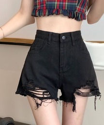クラッシュショートデニムパンツ
