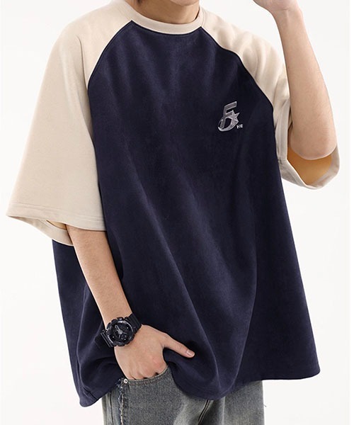 WESTBOY(ウエストボーイ)の「ビッグシルエットラグランTシャツWOK23S3TP07【WB ORIGINALS】(Tシャツ/カットソー・メンズ・ネイビー/レッド/グリーン・L/M/XL)」の3枚目の写真