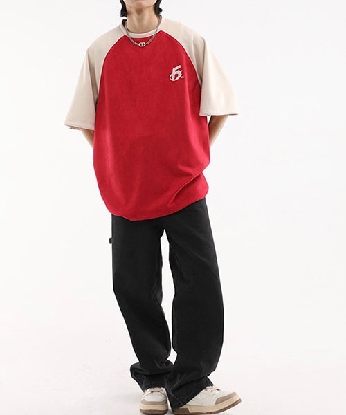 WESTBOY(ウエストボーイ)の「ビッグシルエットラグランTシャツWOK23S3TP07【WB ORIGINALS】(Tシャツ/カットソー・メンズ・ネイビー/レッド/グリーン・L/M/XL)」の14枚目の写真