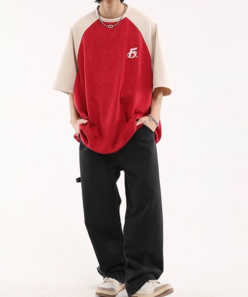 WESTBOY(ウエストボーイ)の「ビッグシルエットラグランTシャツWOK23S3TP07【WB ORIGINALS】(Tシャツ/カットソー・メンズ・ネイビー/レッド/グリーン・L/M/XL)」の5枚目の写真