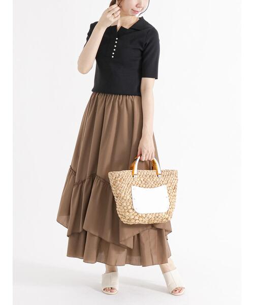 Te chichi(テチチ)の「パール釦スキッパーニットポロシャツ(ニット/セーター・レディース・ブラック/イエロー/オフホワイト・F)」の12枚目の写真