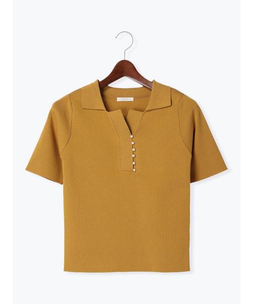 Te chichi(テチチ)の「パール釦スキッパーニットポロシャツ(ニット/セーター・レディース・ブラック/イエロー/オフホワイト・F)」の22枚目の写真