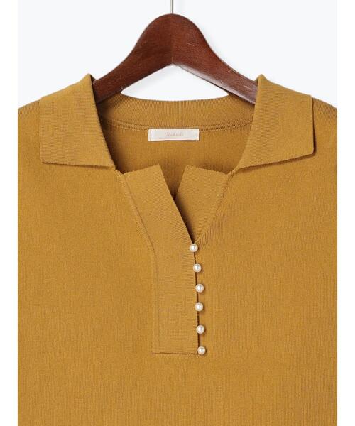 Te chichi(テチチ)の「パール釦スキッパーニットポロシャツ(ニット/セーター・レディース・ブラック/イエロー/オフホワイト・F)」の20枚目の写真