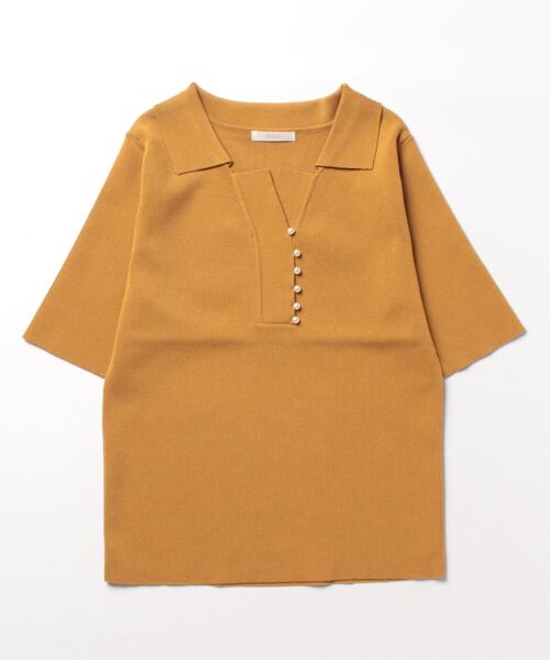 Te chichi(テチチ)の「パール釦スキッパーニットポロシャツ(ニット/セーター・レディース・ブラック/イエロー/オフホワイト・F)」の10枚目の写真