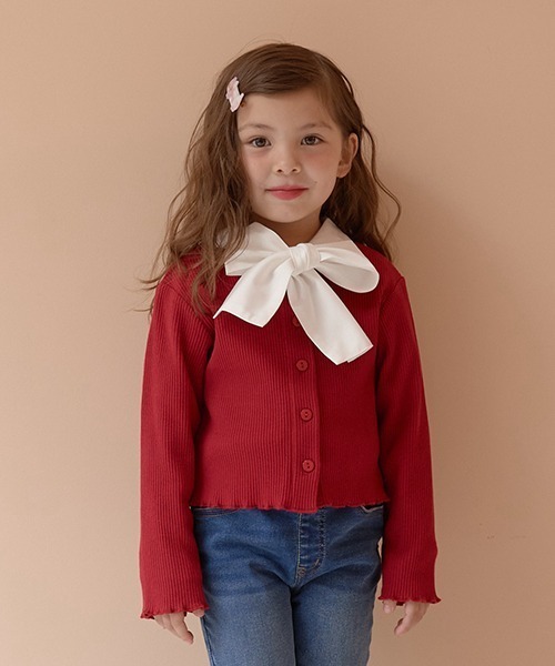 Lycee mine（リセマイン）の「アソートテレコカーディガン（Tシャツ/カットソー・キッズ・ミント/グレイッシュベージュ/アイボリー/ピンク/ブラック/グレー/レッド/エメラルド・150cm/130cm/110cm/140cm/120cm/100cm）」の8枚目の写真