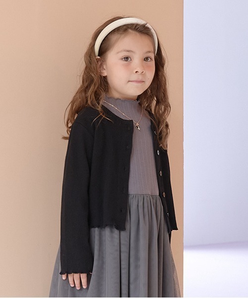 Lycee mine（リセマイン）の「アソートテレコカーディガン（Tシャツ/カットソー・キッズ・ミント/グレイッシュベージュ/アイボリー/ピンク/ブラック/グレー/レッド/エメラルド・150cm/130cm/110cm/140cm/120cm/100cm）」の2枚目の写真