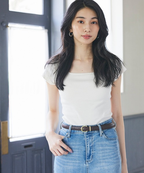 coca（coca）（コカ）の「マットフェイクレザー細ベルト（ベルト・レディース・ブラウン/ブラック・ONE SIZE）」の3枚目の写真